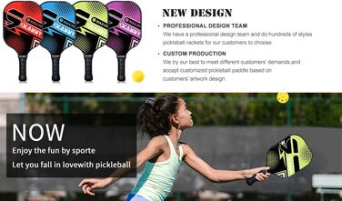 Набір для піклболу Graphit Pickleball: преміум-ракетки з волокнистою поверхнею та полімерним ядром, м'ячики, запасний м'який хват та сумка (чотириколірні ракетки)