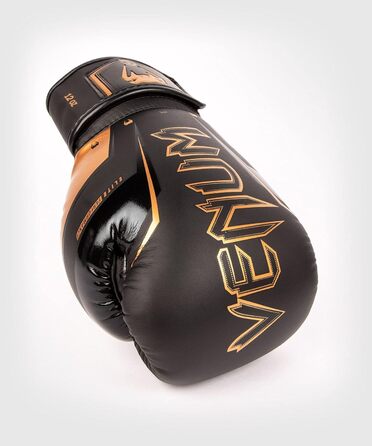 Боксерські рукавички Venum Elite Evo чорного та бронзового кольорів, 14 Oz