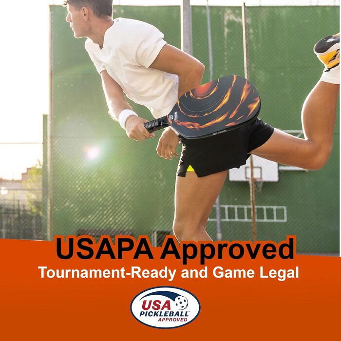 Pickleball ракетка Edgeless Graphit T700 Multilayer з карбону, подовжений хват, комфортний хват, великі зони влучання, сертифікована USAPA, для досвідчених гравців Rapid Fire