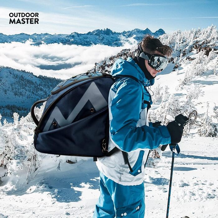 Сумка OutdoorMaster для лижних і сноуборд-черевиків, водонепроникна, універсальний розмір, синя – для чоловіків, жінок і підлітків, ідеальна для подорожей