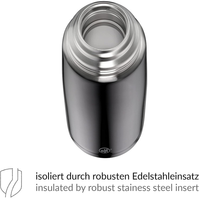Термос alfi ISOTHERM PERFECT AV 750 мл, нержавіюча сталь, матовий сірий, з чашкою, автоматичний клапан, герметичний, тримає тепло 12 годин, без BPA, без відбитків пальців