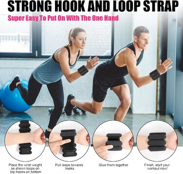 Набір обтяжень для зап'ястя та щиколотки (2 шт, по 0,5 кг) для фітнесу, йоги, танців, пілатесу, ходьби (чорний)