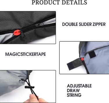 Спальний мішок 3-4 сезони для дорослих та дітей - легкий, водонепроникний, для кемпінгу та подорожей (86.61''x31.49'', темно-сірий)