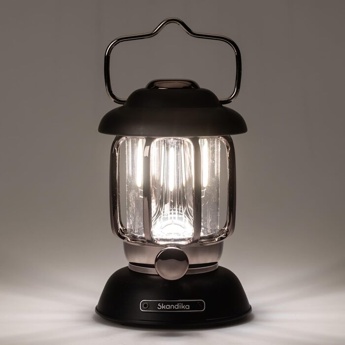 Ліхтар намету Skandika Forsol LED Retro-стиль | Акумулятор 4400mAh, регулювання яскравості, для кемпінгу, саду, декору, піших прогулянок, зелений (чорний)