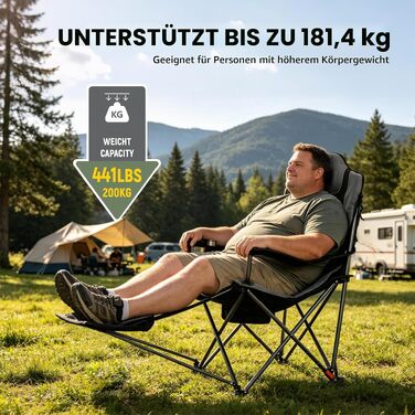 Складане кемпінгове крісло OUTSIDER Heavy Duty, посилене, до 200 кг, чорне