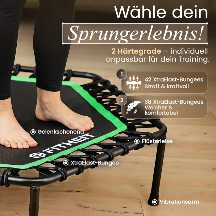 Батут фітнес для дорослих Ø120 см до 150 кг з ручкою та гумовими стрічками | Minitrampolin Rebounder