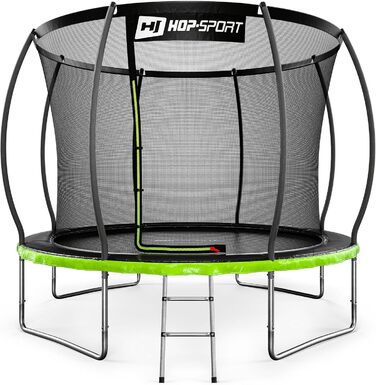 Трамплін Hop-Sport Outdoor - діаметр 244/305/366/427/488 см. З безпечним внутрішнім сіткою, вигнутими стійками та сертифікатами безпеки. Комплект з драбиною та захисним бордюром (305 см)