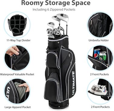 LIFEZEAL Комплект жіночого гольф-сету: ключки, сумка, драйвер, фейрвей, гібрид, айрон, паттер (чорний)