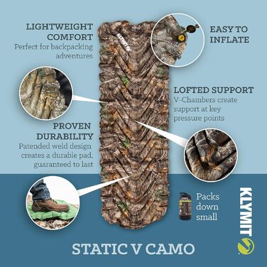 Каремат Klymit Static V Real Tree Edge 2020 - туристичний килимок для сну