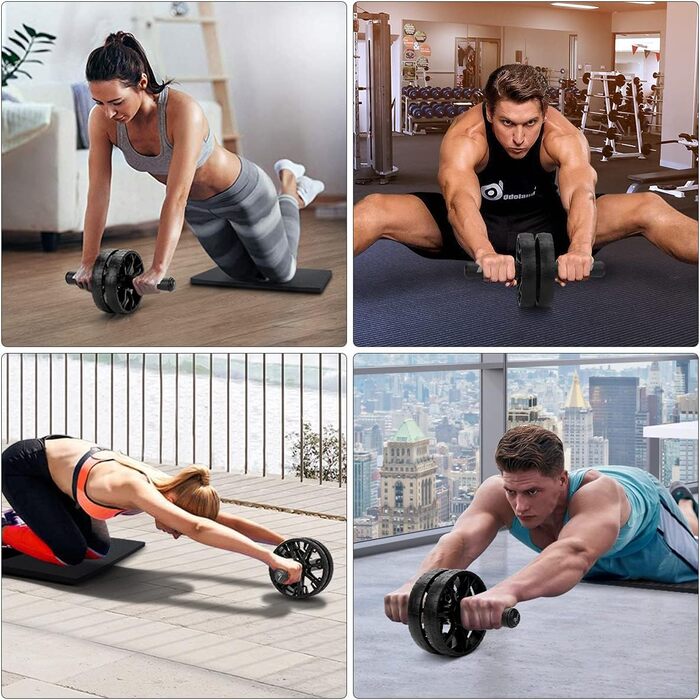 Ролер для пресу, тренажер для пресу Ab Wheel Set з килимком для колін, антиковзаюче подвійне колесо, тренування пресу для чоловіків та жінок
