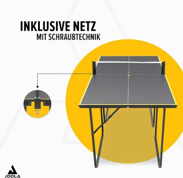 Стіл для пінг-понгу JOOLA Midsize, для відпочинку, з сіткою, сірий (темний)