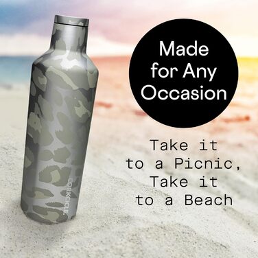 Термобутилка Corkcicle Canteen 473 мл, нержавіюча сталь, тришарова ізоляція, сніжний леопард