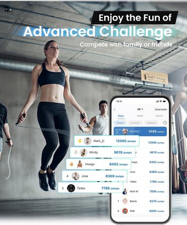 RENPHO Розумна скакалка з підключенням до додатку, для фітнесу, кросфіту, домашніх тренувань, для чоловіків, жінок і дітей, колір рожевий