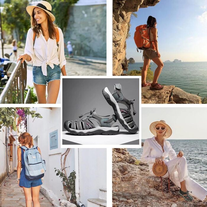 Чоловічі та жіночі шкіряні сандалії для пляжу, трекінгу та активного відпочинку. Літні сандалії для ходьби, розмір 36-46, чорний колір.