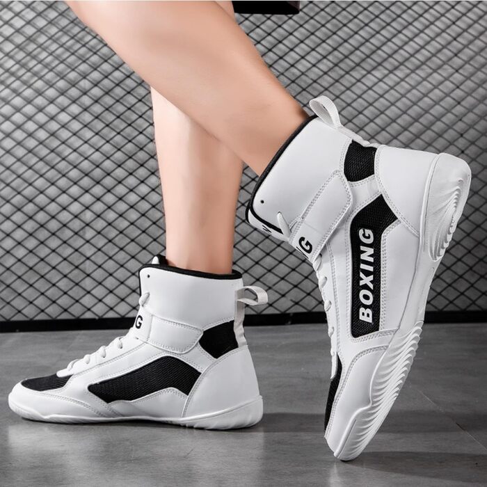 Боксерські черевики для чоловіків SDEQA: легкі, дихаючі, для боксу, бодібілдингу, фітнесу, розмір 43 EU, білі