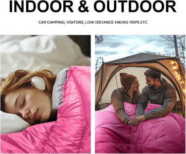 Спальний мішок для дорослих у холодну погоду, водонепроникний, легкий, рожевий (1,8 кг)
