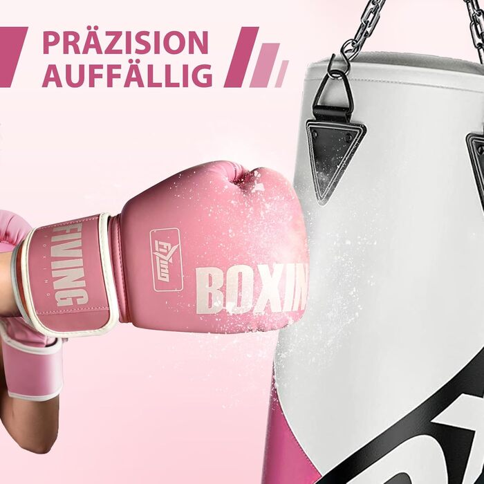 Боксерські рукавички жіночі FIVING Pro Style 12oz рожеві для тренувань, муай тай, спарингу, боксерського мішка, PU шкіра