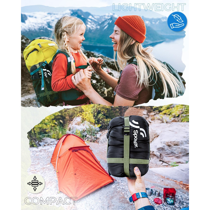 Сплячий мішок Sportneer 190x85 см: літній, легкий, водонепроникний, для кемпінгу, походів, подорожей, чорний