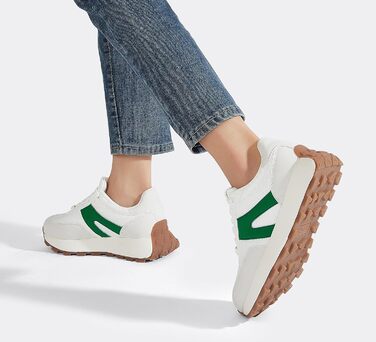 Кросівки жіночі Lucky Step на платформі, ретро-стиль, для бігу, тенісу та повсякденного носіння (Сіро-зелені, 41 EU)