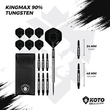 Дартс набір KOTO Kingmax 90% сріблястий, 3 дротики з латуні, кільцевий грип, футляр