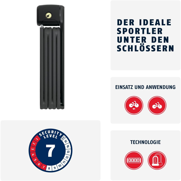 Замок велосипедний ABUS Bordo Lite 6055K SH з кріпленням - 85 см, чорний, сталевий, рівень безпеки 7