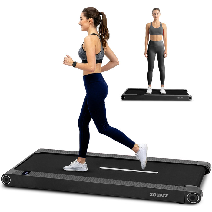 Бігова доріжка Walking Pad SQUATZ 2-в-1, складана, для дому та офісу, під стіл, з віброплатформою, тихий мотор, до 120 кг (Чорна)