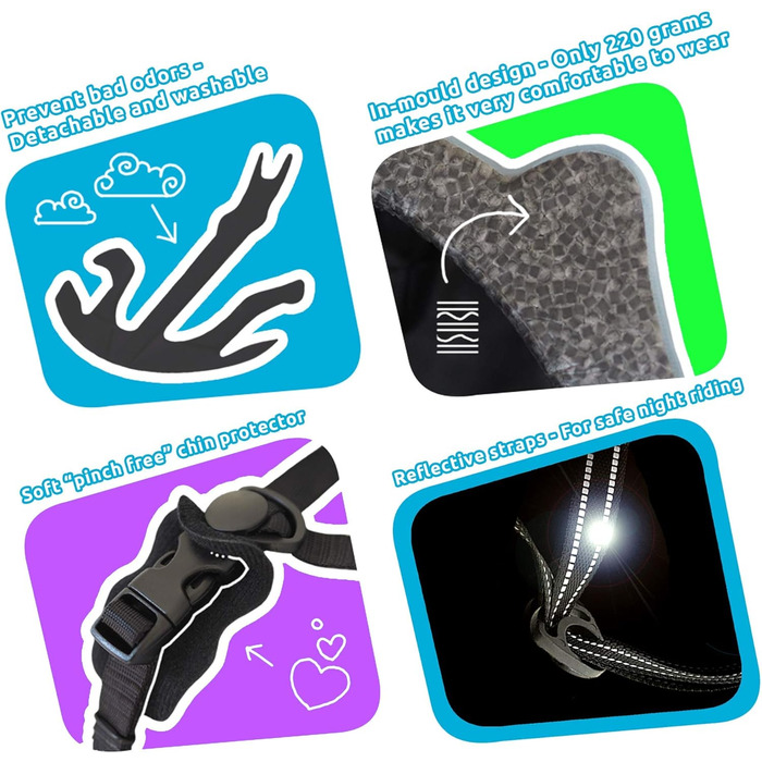 Дитячий велосипедний шолом Crazy Safety з USB-ліхтарем, регульований, для дітей 6-12 років, для велосипеда, скейтборду, роликів, розмір 54-58 см, синьо-білий