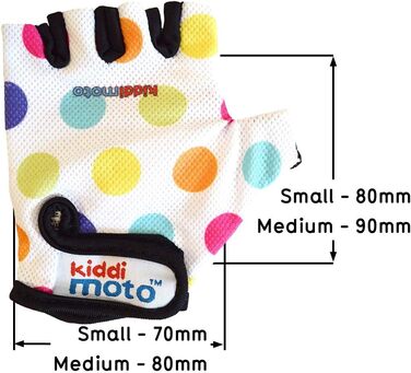 Дитячі велосипедні рукавички без пальців KIDDIMOTO для хлопчиків та дівчаток, розмір M (4-8 років), пастельні крапки