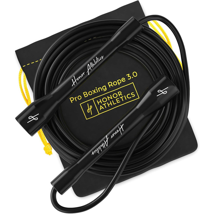 Стрибкове канат Honor Athletics Pro Boxing Seil 3.0 - 5.3 мм, для боксу, чорний