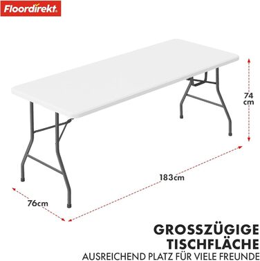 Зручний розкладний садовий столик Floordirekt Akita 120x60 см - для тераси, балкону, кемпінгу