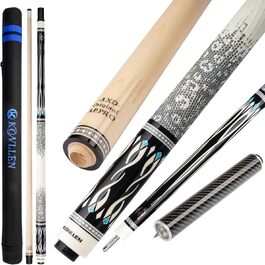 Більярдний кий Konllen з низькою відволікаючою лінією, з подовженням та кейсом (10,5 мм, 11,5 мм, 12,5 мм наконечники Tigerspitze, XTC-чохол, 3/8 x 8 радіальний штифт, довжина 147 см) Dragon-1, EU 12.5mm