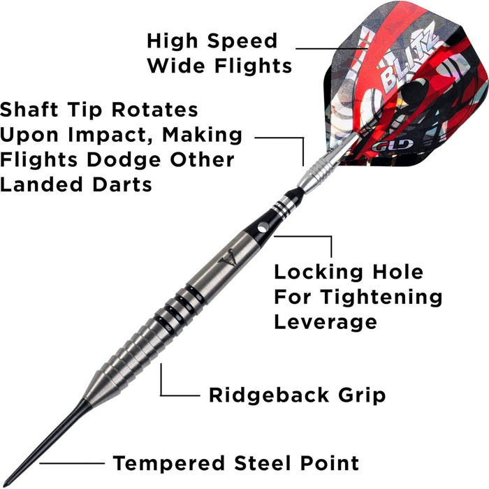 Дротики для дартсу Viper Blitz 95% вольфрам, 26 г, з футляром