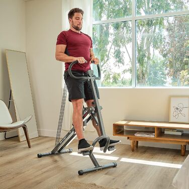 Тренажер для присідань та греблі Sunny Health & Fitness Row-N-Ride Plus, складаний, для дому, посилений, для тренування сідниць і ніг, модель 077PLUS