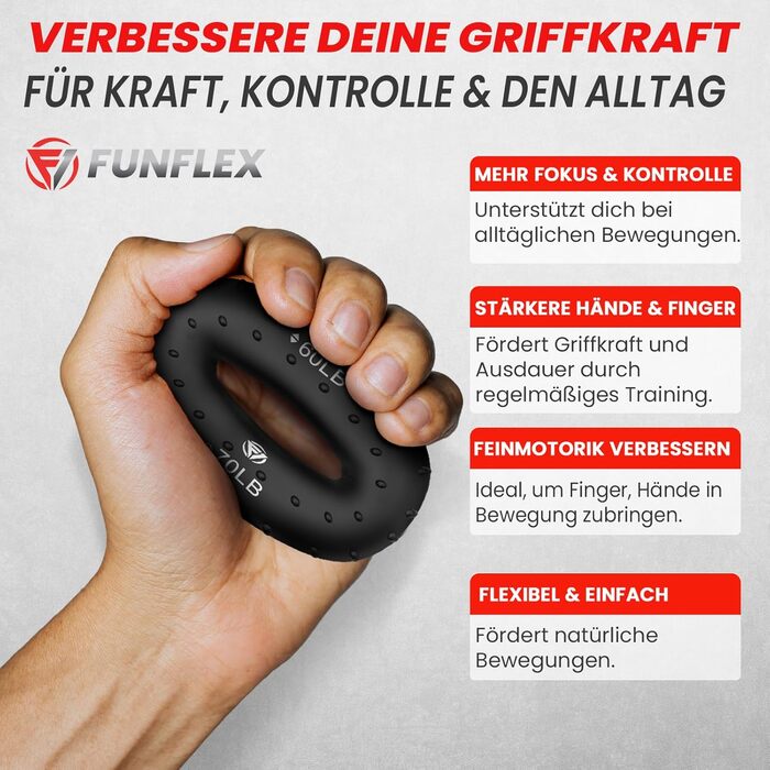 FUNFLEX Griffkraft Trainer Set: Розвиток сили рук, передпліч та пальців - тренажер для хвату, кільце для тренування кистей рук (Ozean 9)