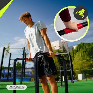 Mobiclinic® Дисбаран, турнік для віджимань та підтягувань, регульована висота 79-89 см, неслизькі ручки, гумові ніжки, посилена сталь, для фітнесу, Twins