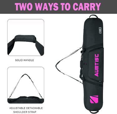 Сумка для сноуборду AUMTISC: містка, для зберігання та транспортування сноуборду та спорядження, рожева, 155 см