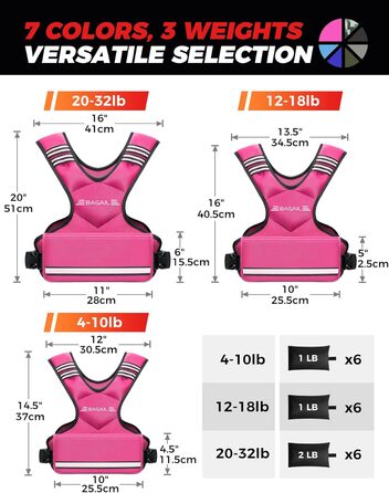 Вага для тренувань BAGAIL: регульована вага, знімні мішки з піском, підходить для чоловіків та жінок, ідеальна для фітнесу та аеробіки (Рожева, 5.5-8.2 кг)