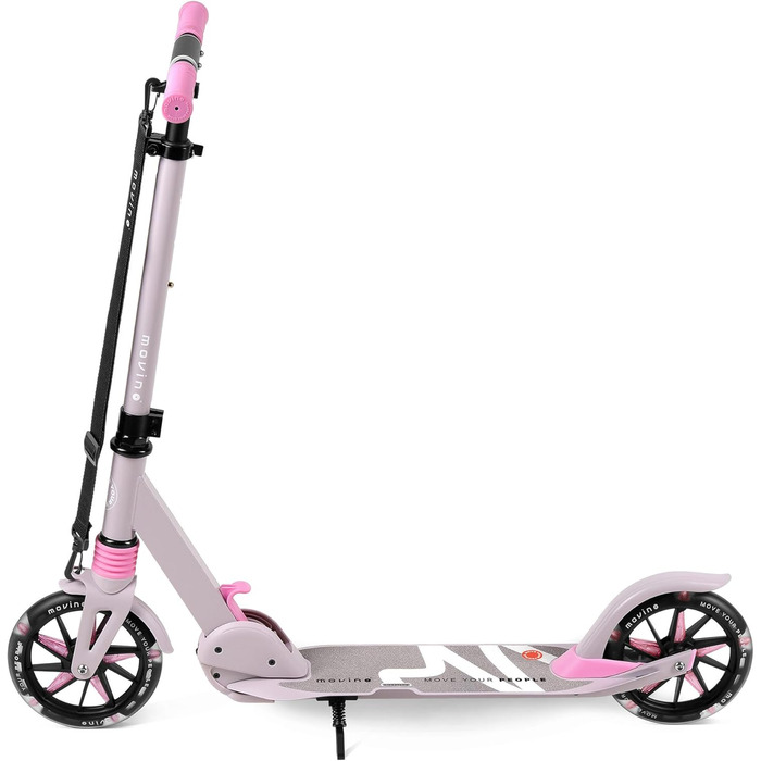 Електросамокат Movino City Light для дітей та підлітків, LED, 180мм колеса, амортизатор, регульований кермо, колір сіро-рожевий