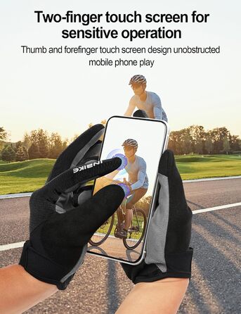 Велосипедні рукавички INBIKE для чоловіків, чорні, розмір L, 2 пальці, сенсорний екран, зносостійкі, дихаючі, світловідбиваючі