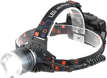 Ліхтар налобний Toyone LED перезарядна, 100000 люмен, 5 режимів + червоне світло, регульований на 90°, IPX7 водонепроникний – для кемпінгу, риболовлі, туризму, надзвичайних ситуацій