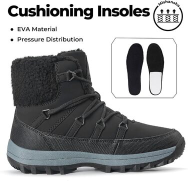 Зимові черевики Mishansha для жінок, утеплені, водонепроникні, трекінгові, антиковзні, розмір 36-42 (чорні черевики, 42 EU)