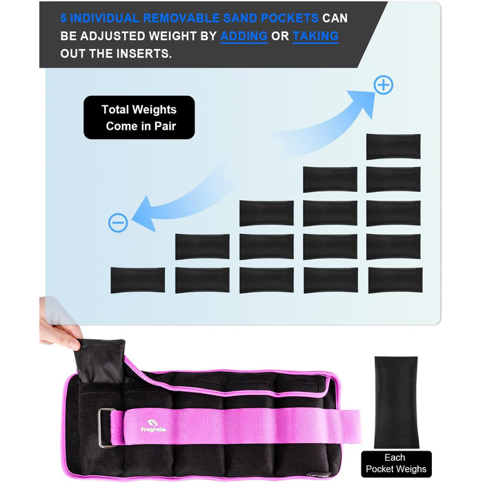 Утяжелители для рук и ног Fragraim, 6 кг (пара), регулируемые, по 3 кг на сторону, фиолетовые