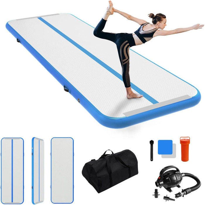 Надувна гімнастична матка для дому, 400x100x10 см, Mintgrün (світло-блакитний)