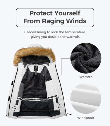 Водонепроникна лижна куртка Wantdo Daen: тепла, з штучним хутром, XXL