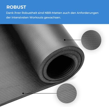 Фітнес-мат для йоги Gymtek 180x61 см, NBR 1,5 см, чорний, з ременями для перенесення, для пілатесу, аеробіки та гімнастики