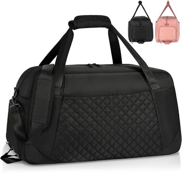 Спортивна сумка Lubardy для жінок, 40л: велика дорожня сумка, weekender, для плавання, тренувань, з відділенням для взуття, для фітнесу, подорожей, йоги, танців (чорна)