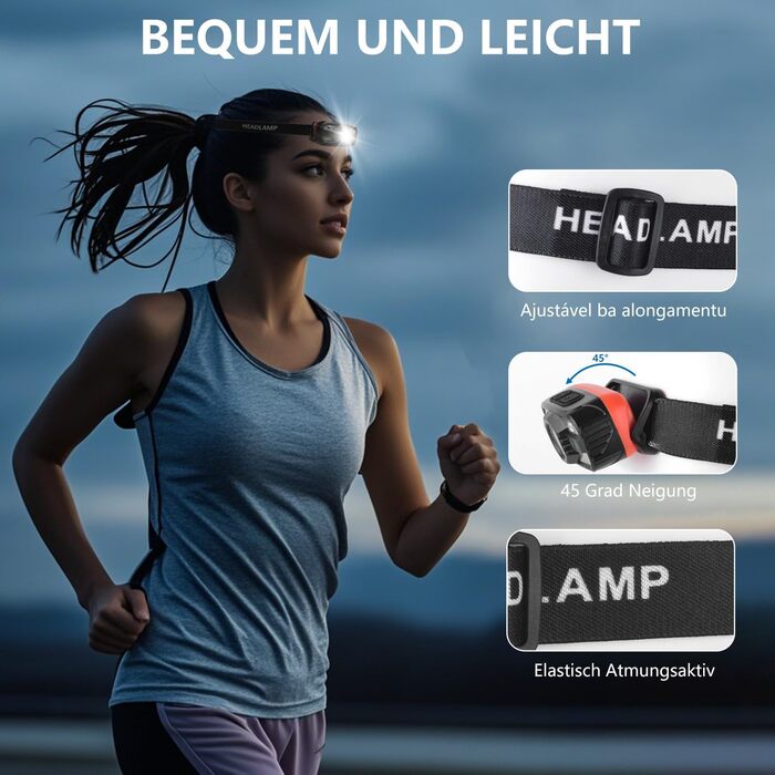 Ліхтар налобний Skylla LED акумуляторний 250000 люмен, Zoom, 11 режимів, IP67, регульований, для кемпінгу та надзвичайних ситуацій (T07)