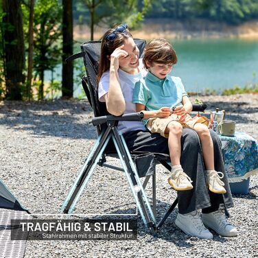 Крісло для кемпінгу Timber Ridge, складне, з високою спинкою XXL, 150 кг, широке сидіння 55 см, з підлокітником, для кемпінгу, саду, балкону