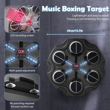 Bluetooth Музична боксерська машина з LED-підсвіткою, для дому, 9 режимів швидкості, підключення Bluetooth