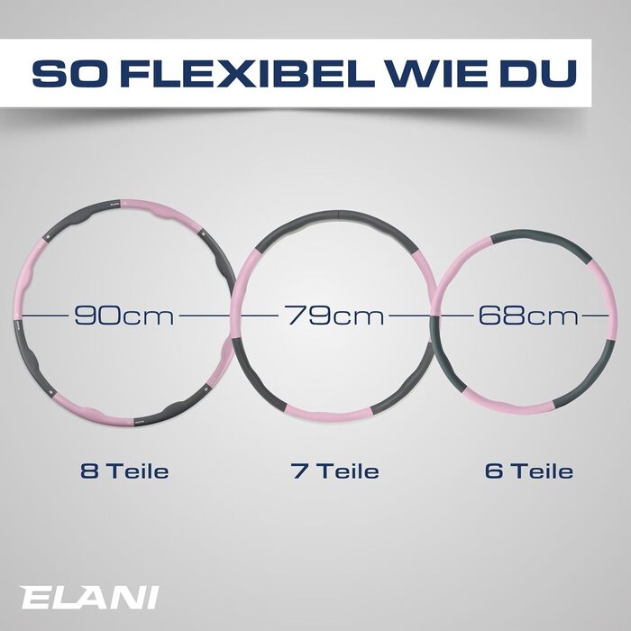Hula Hoop ELANI 90см рожевий для схуднення: фітнес-обруч з хвилястою формою, 7-8 секцій, індивідуальне налаштування + посібник з тренувань